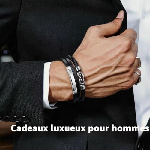 Detalle de Gkmamrg bracelet en cuir homme 22,5 cm