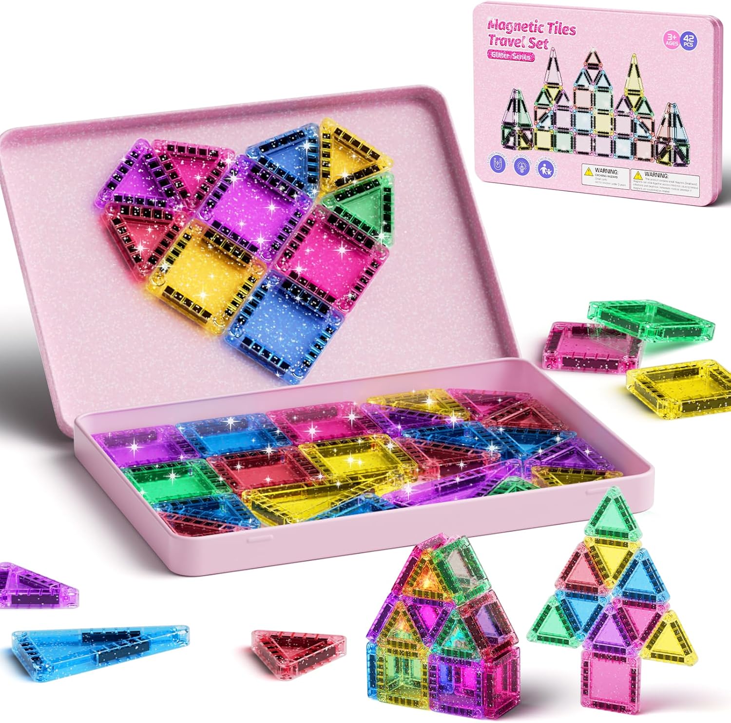 Detalle de Travel Magnetic Tiles Glitter 42pcs set