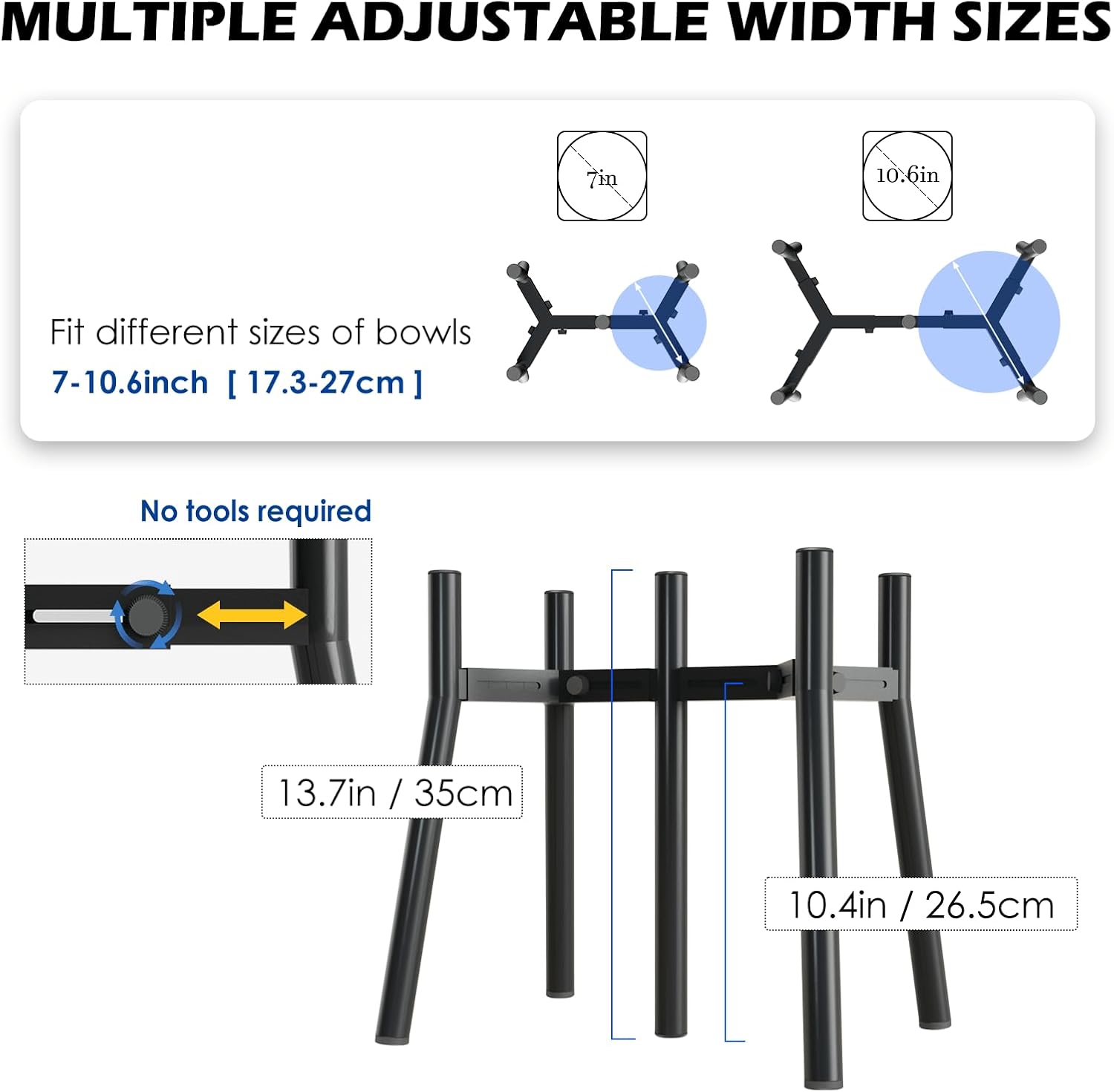 Detalle de Supporto rialzato regolabile per ciotole ADENGL per cani di taglia grande (larghezza regolabile 17,8–26,9 cm) – Altezza 34,8 cm