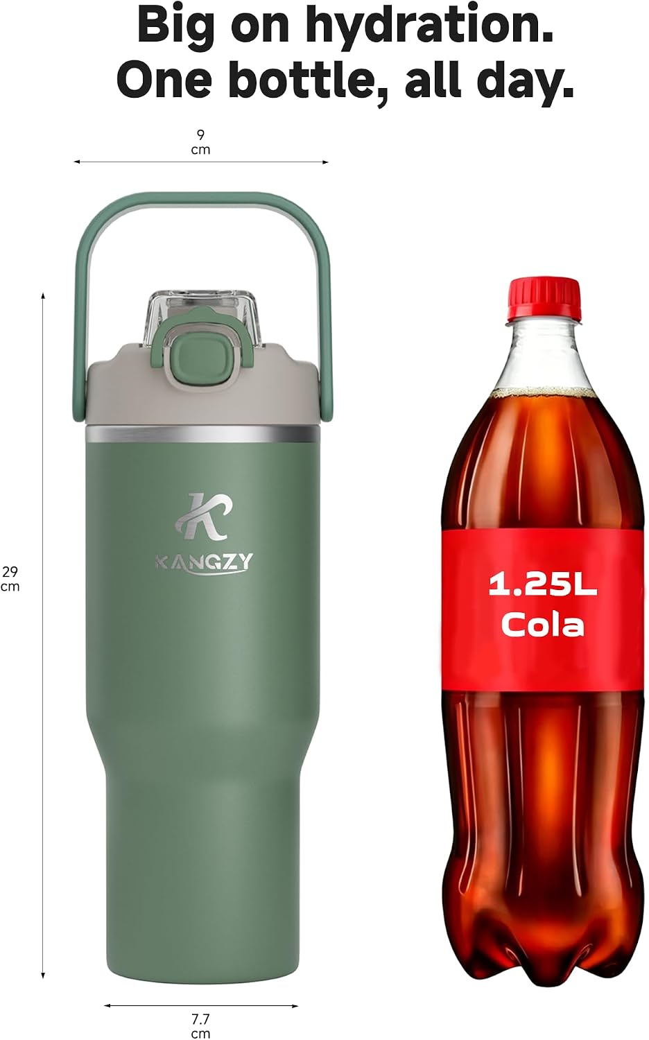 Thumbnail 5 de KANGZY 1L/32oz Metal Water Bottle with Straw & Spout Lid – Vacuum Insulated Stainless Steel, BPA-Free & Leak-Proof