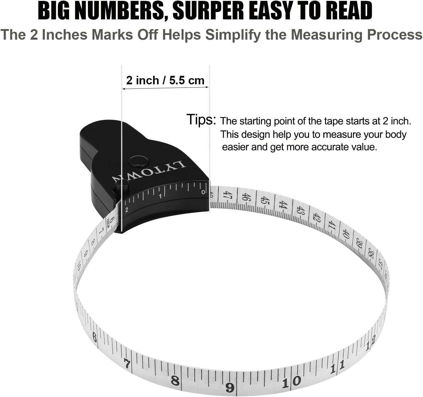 Thumbnail 4 de LYTOWN jkd Retractable Body Measuring Tape Set, 60-Inch, 2-Piece