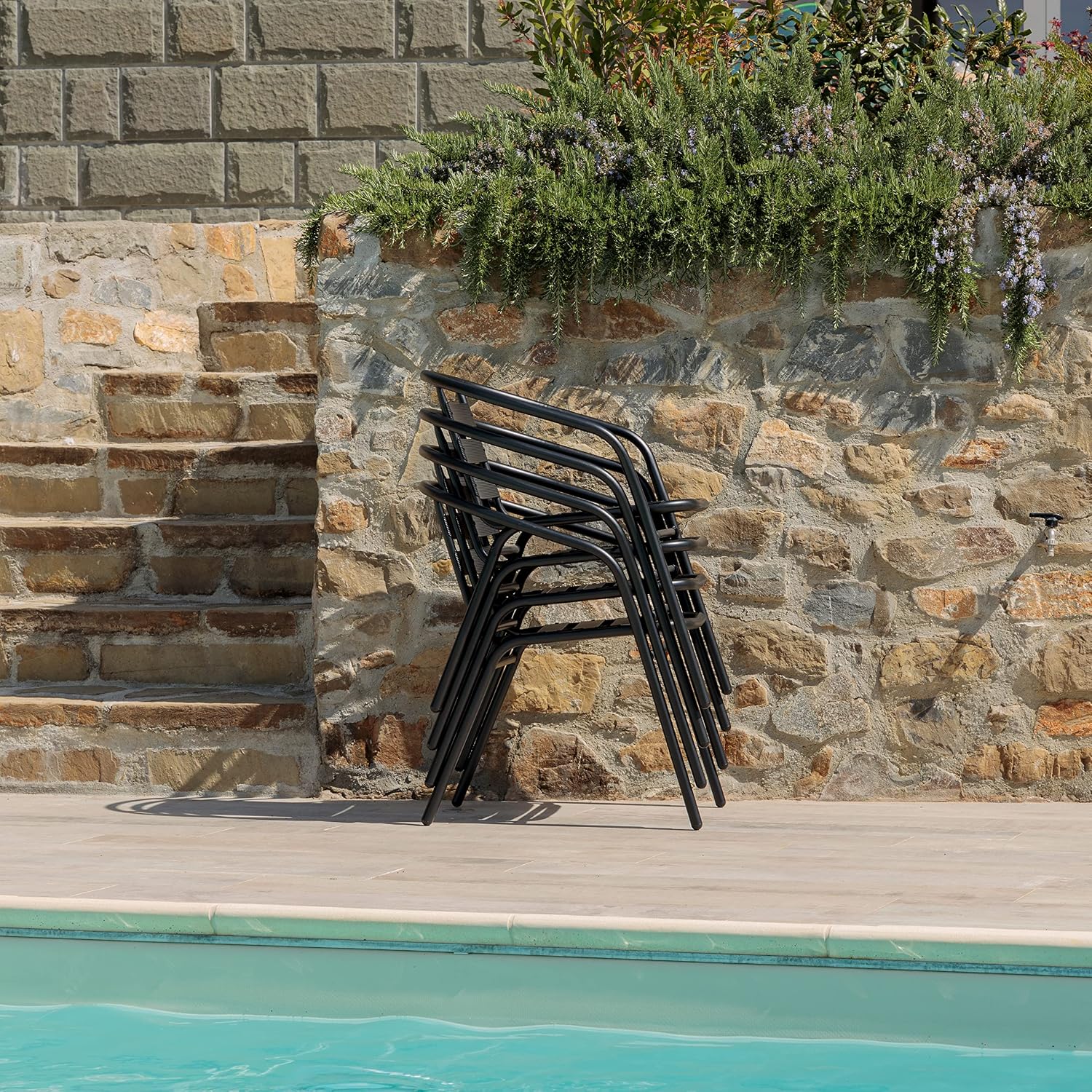 Detalle 2 de Baroni Home Set Sedie da Giardino 2 pezzi 56x55x75 cm