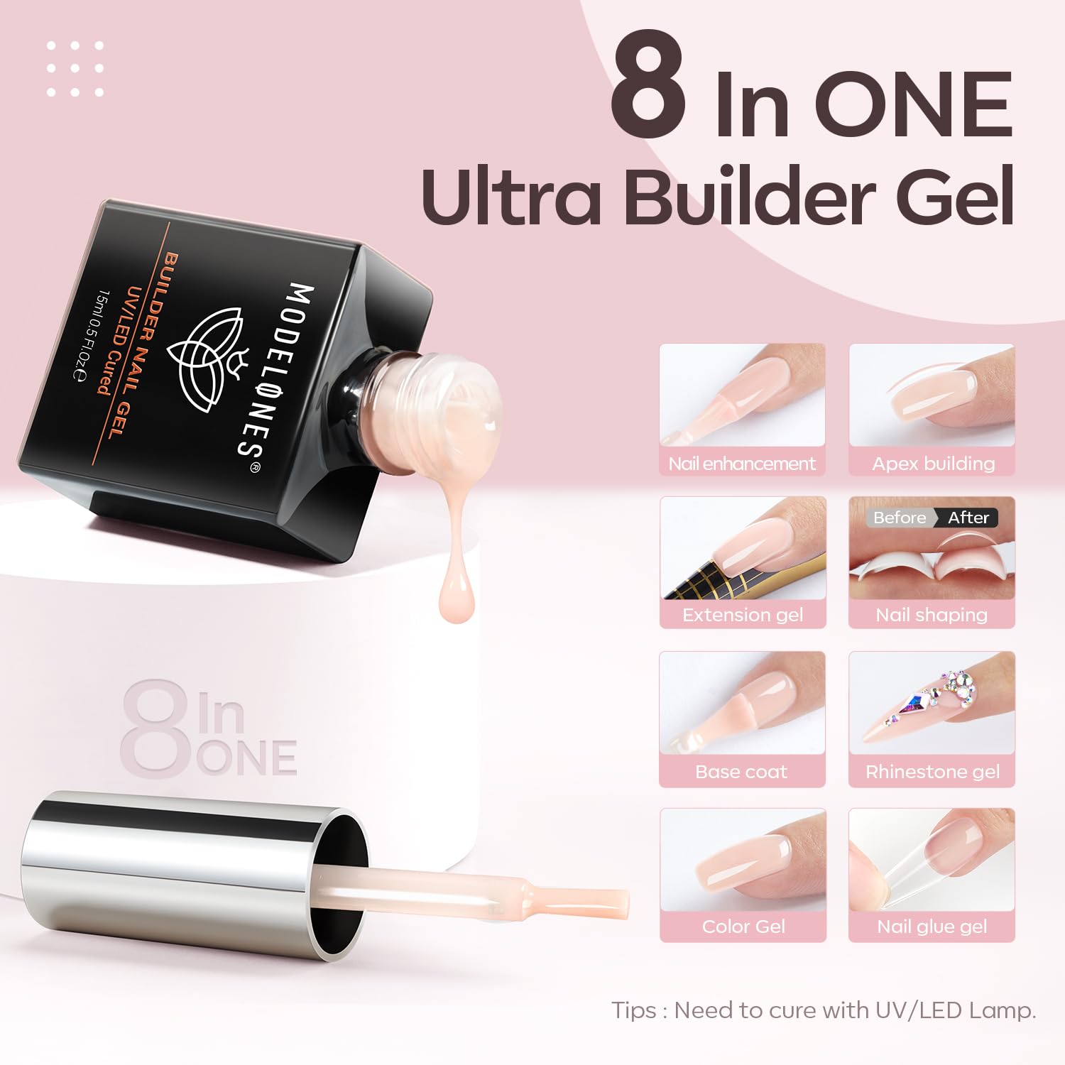 Detalle 2 de Modelones Aufbaugel Milky Rose 8in1 15ml
