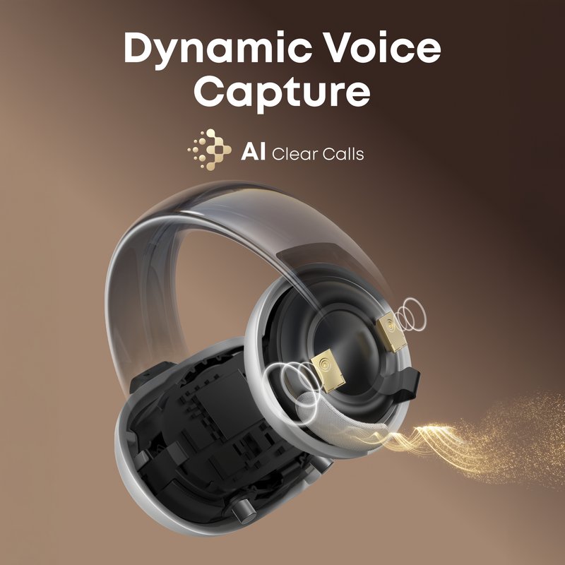 Detalle 2 de soundcore Aeroclip, auriculares open-ear Bluetooth 5.4, color champán blanco