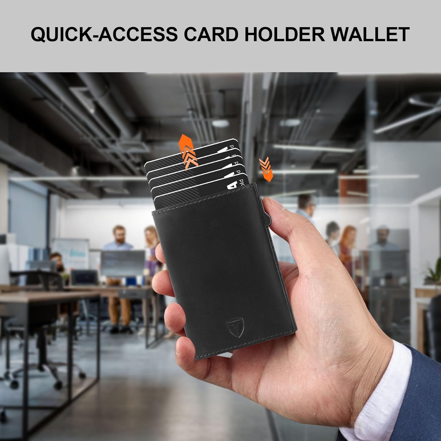 Detalle de TOYFID Leather Wallet for Men with RFID Blocking Pop Up Card Holder and AirTag Slot