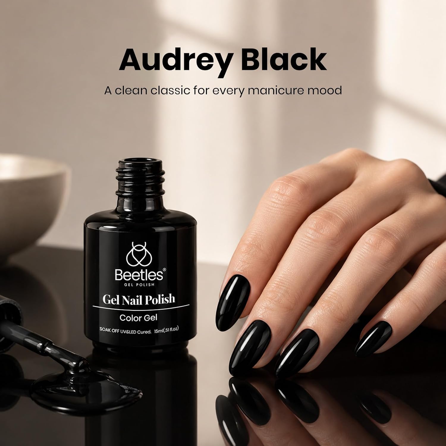 Detalle de Beetles Black Gel Nail Polish 15 mL