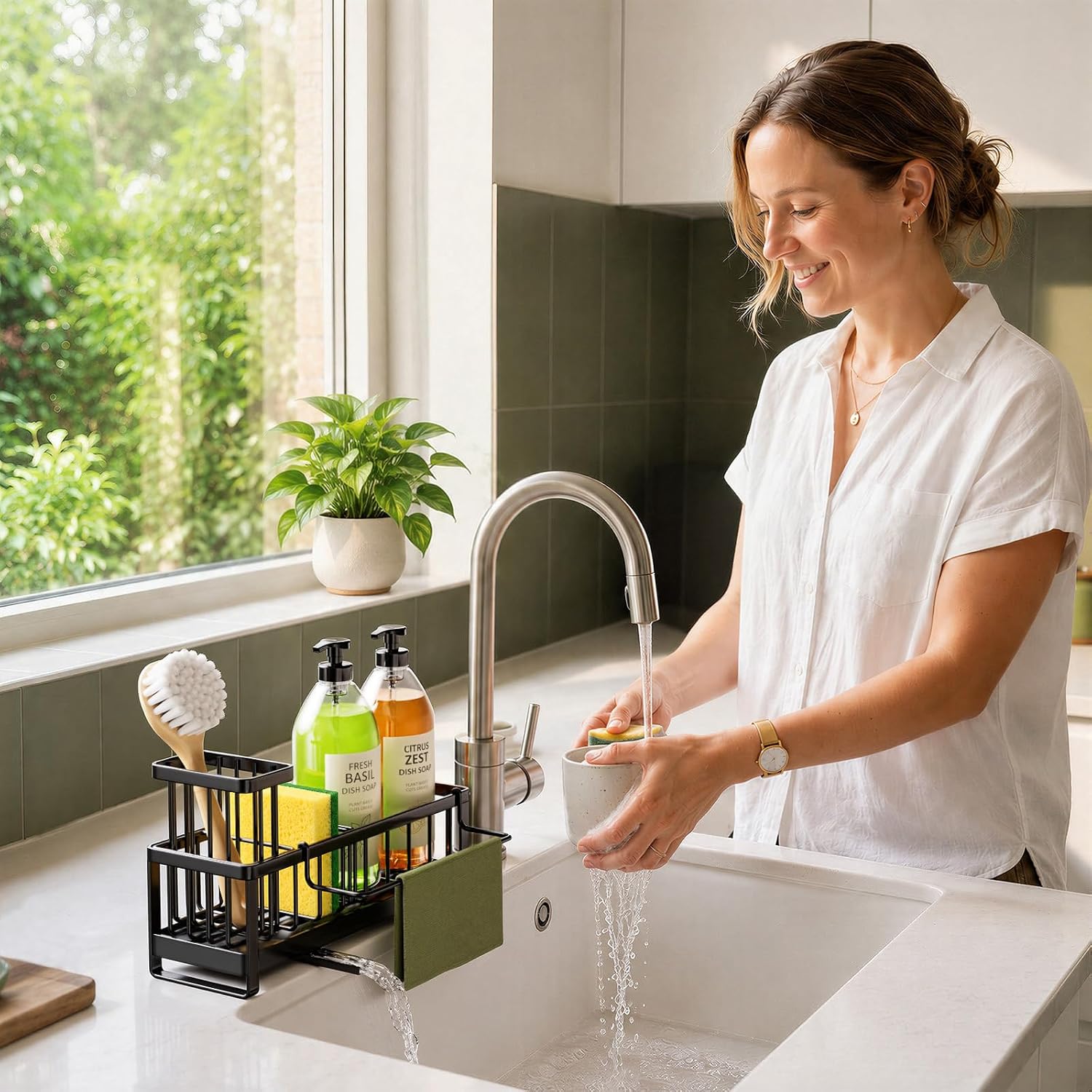 Thumbnail 6 de HapiRm ZWJ142-B Stainless Steel Sink Caddy with Rotating Drainage