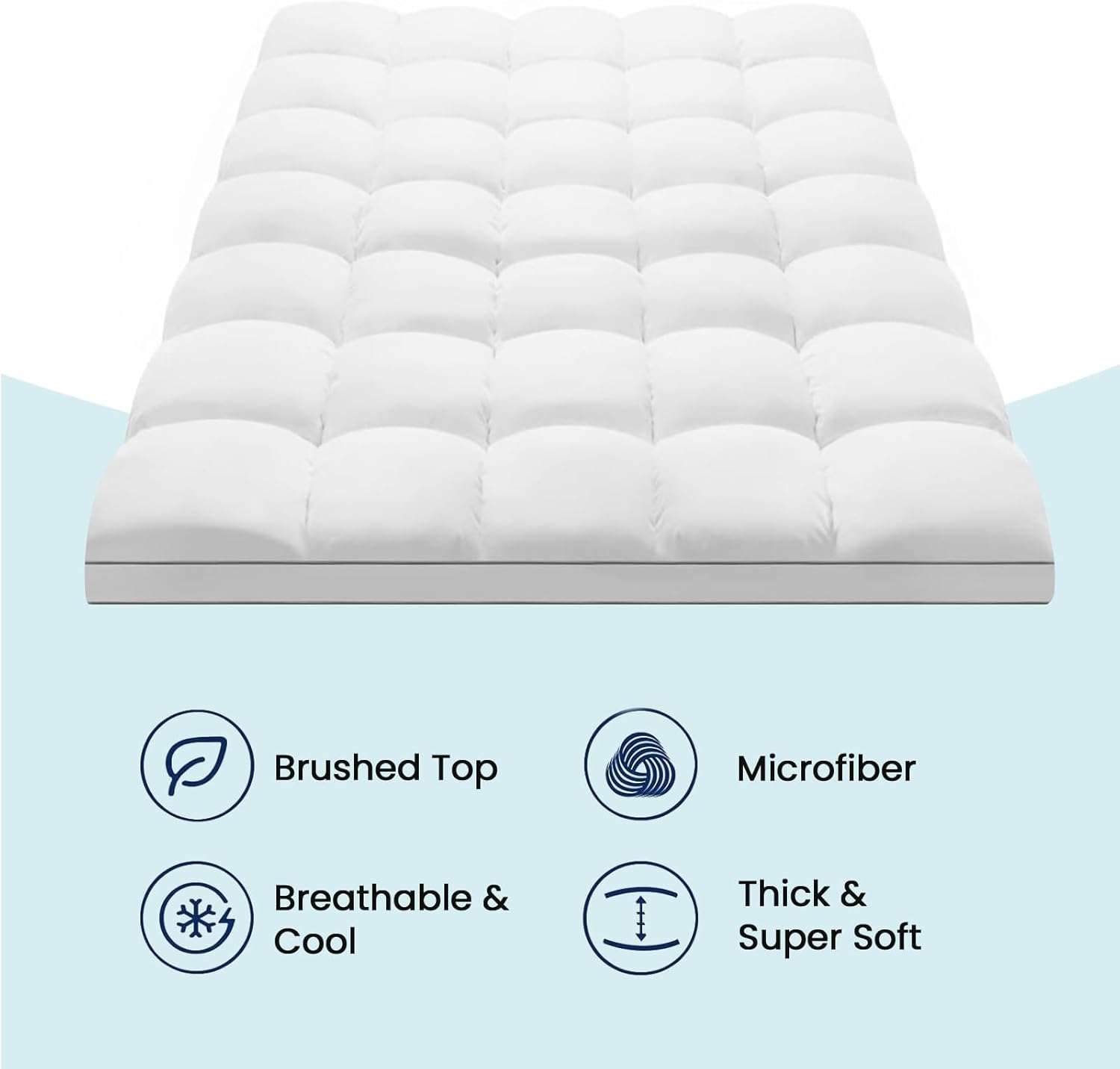 Detalle de JINXIA Cooling Mattress Topper Queen: Extra Thick, Deep Pocket, Breathable Comfort