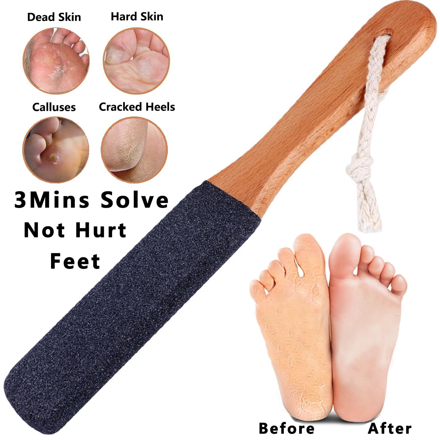 Detalle 2 de Kinepi Foot File & Foot Scrubber, Double-Sided Corundum Surface, Beech Handle