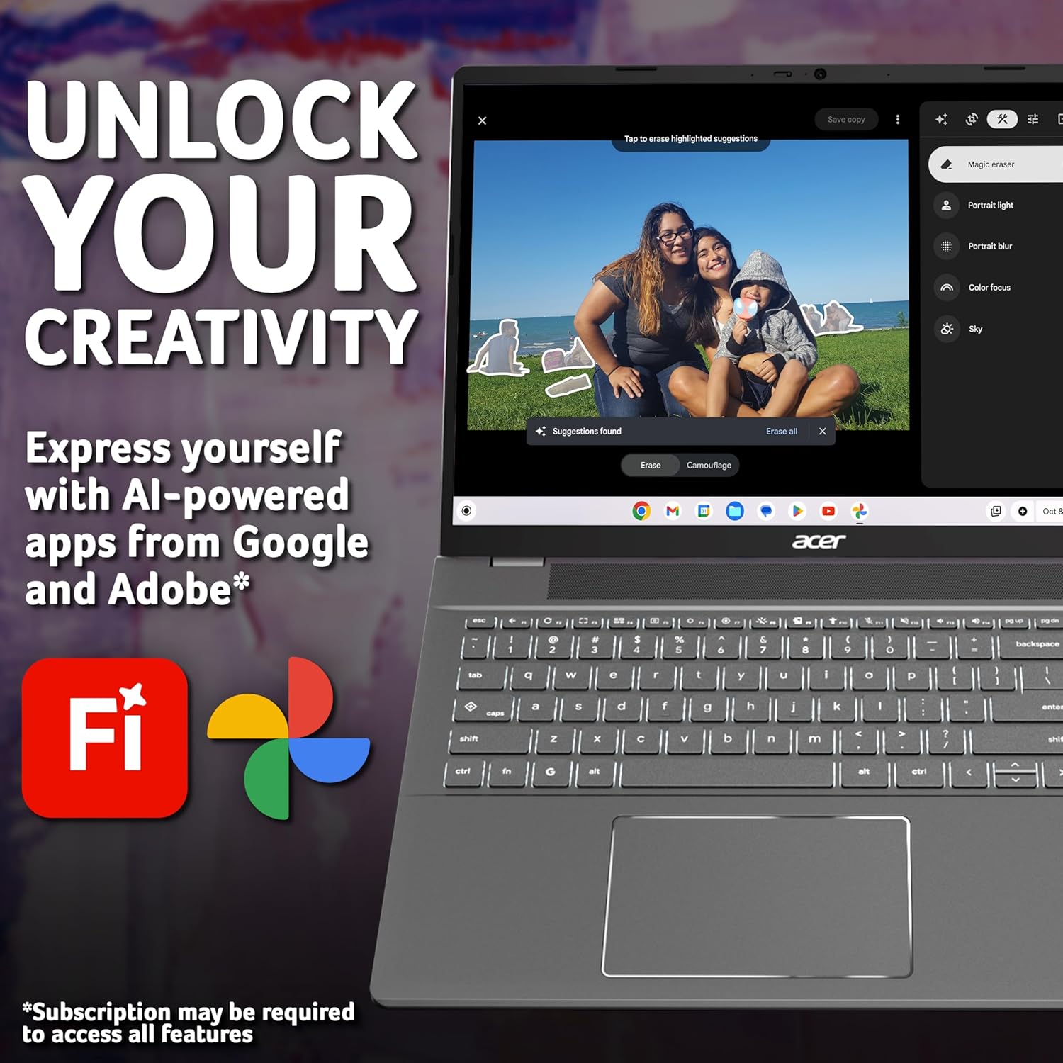 Thumbnail 5 de Acer Chromebook Plus 516 CB516-1H (Intel Core i3, 8GB RAM, 256GB SSD) — 16" WUXGA laptop with Chrome OS