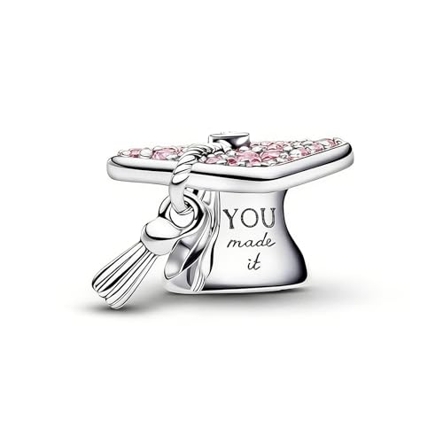 Detalle de PHCLASY Charm de Graduación Rosa 2026: Colgante artesanal para pulseras y collares, compatibilidad Europea/Americana