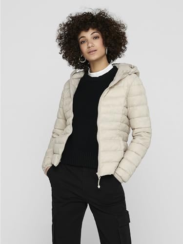 Detalle de ONLY Giacca trapuntata corta da donna con cappuccio, Pumice Stone, XS