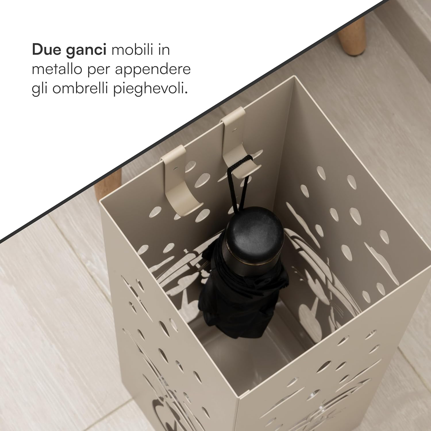 Thumbnail 4 de Baroni Home Portaombrelli Design Moderno in Metallo Tortora con Gatto e Vaschetta Scolapioggia rimovibile