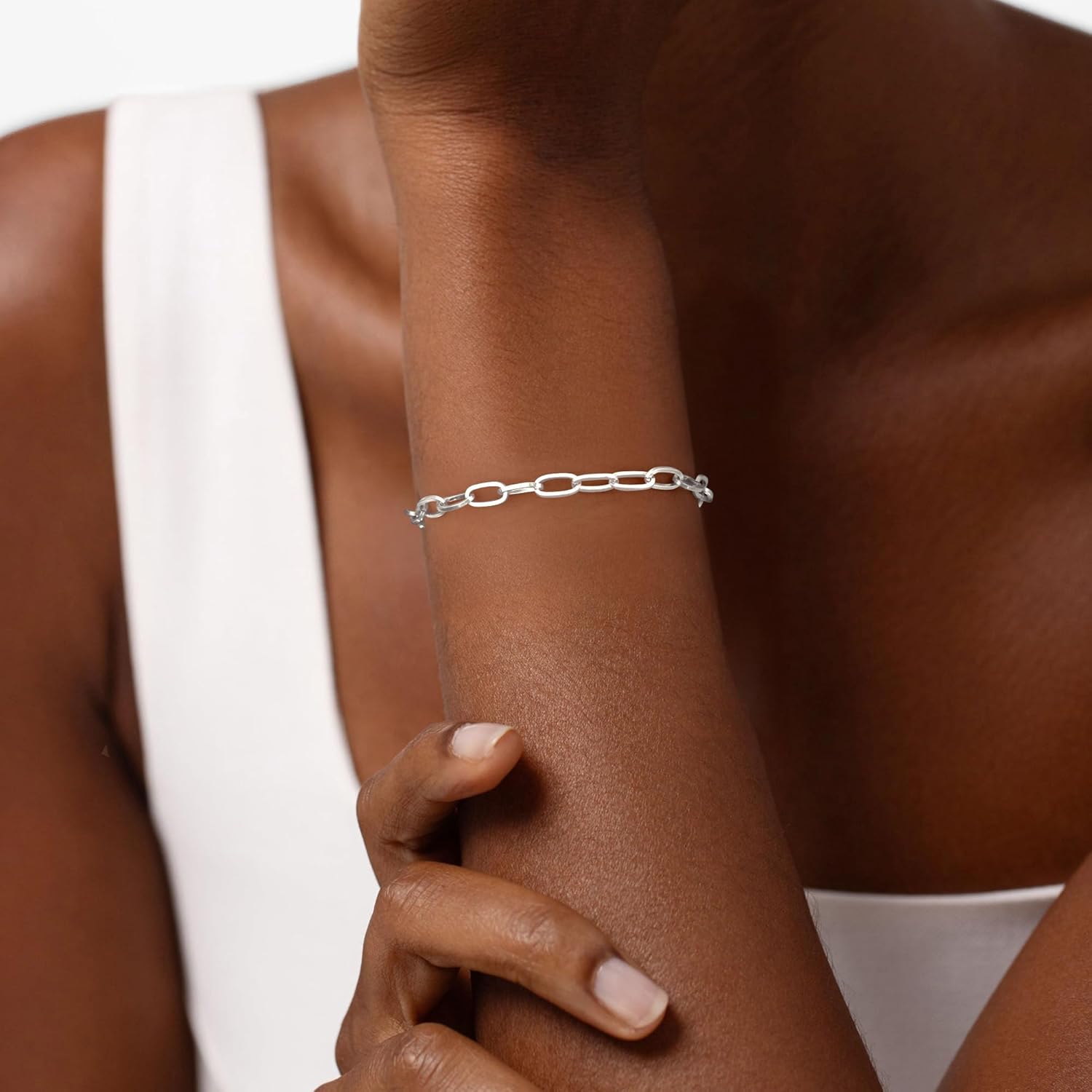 Thumbnail 2 de sloong S925 Silber Armband Damen im Paperclip-Design (5 mm) – Längen 16,5/18/19/20 cm