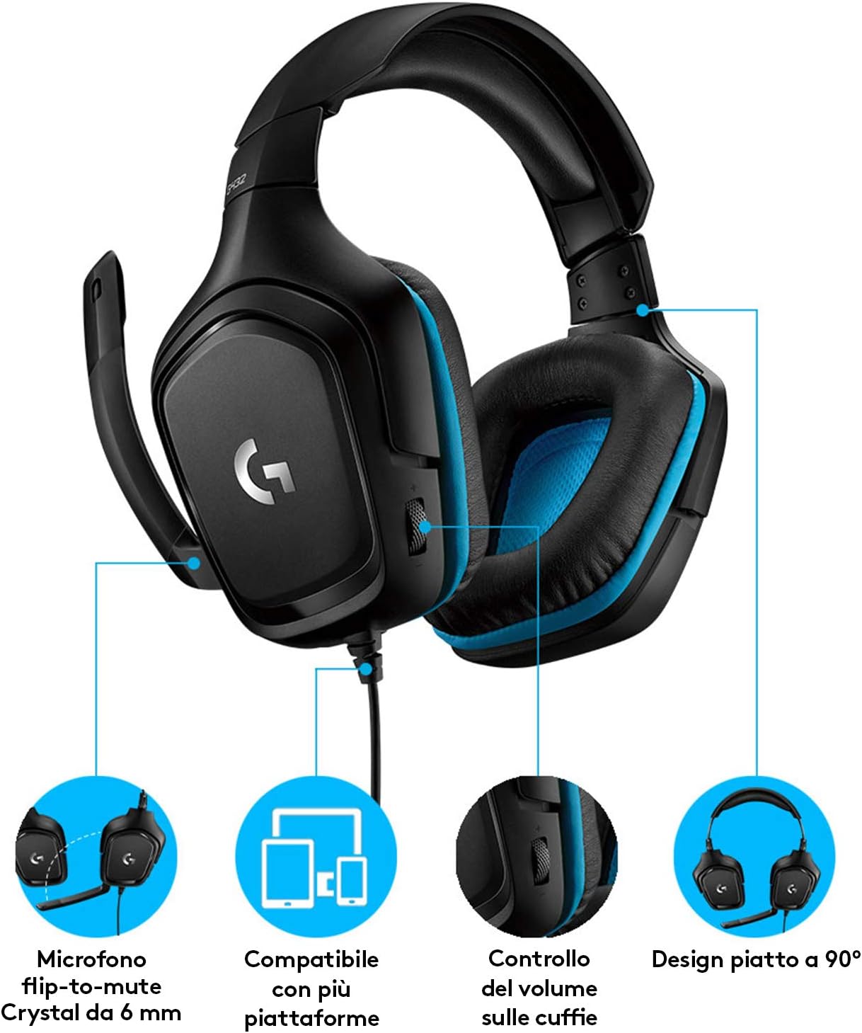 Thumbnail 5 de Logitech G G432 cuffie gaming 50 mm