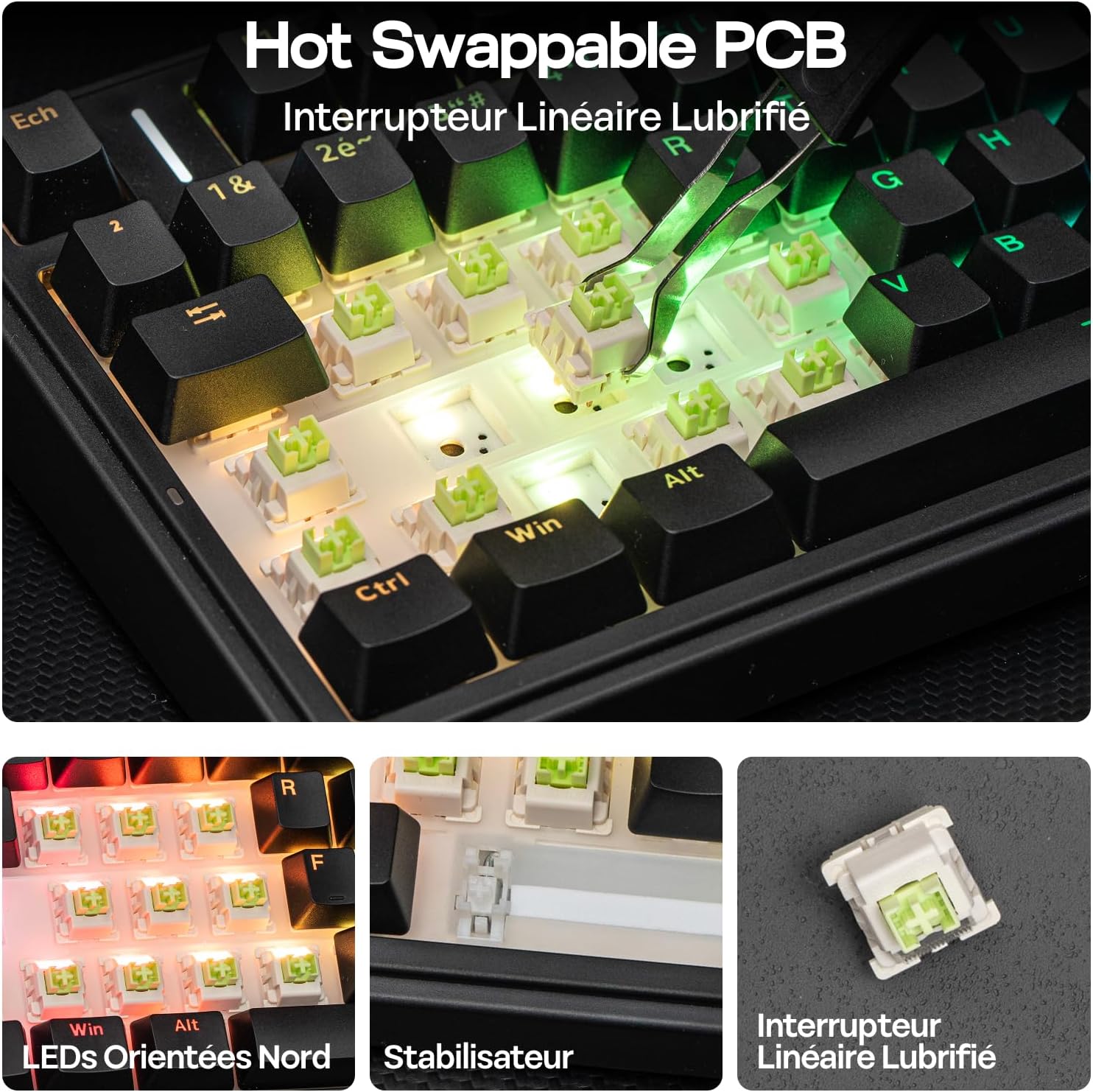 Thumbnail 6 de EPOMAKER Aula F75 ISO-FR : clavier mécanique sans fil 75% AZERTY (RGB, hot-swap, gasket)