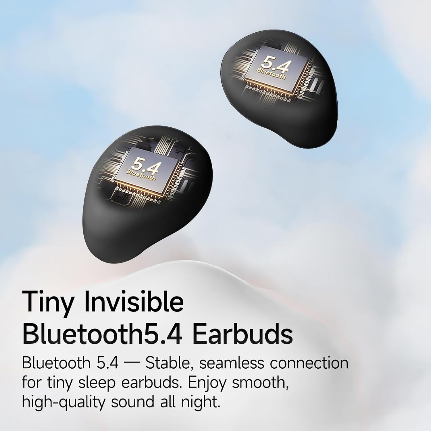 Detalle 2 de sunvito Sleep Headphones (Black) – mini Bluetooth 5.4 sleep earphones for side sleeping
