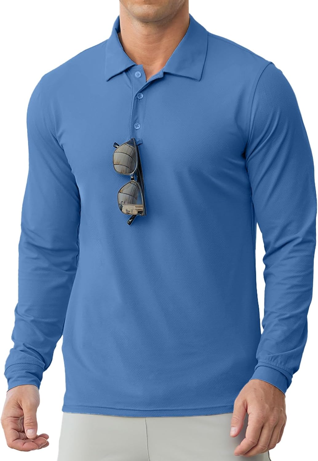 Detalle 2 de Askdeer Men's Golf Polo Shirts, Long-Sleeve Lightweight UPF 50+ Polo
