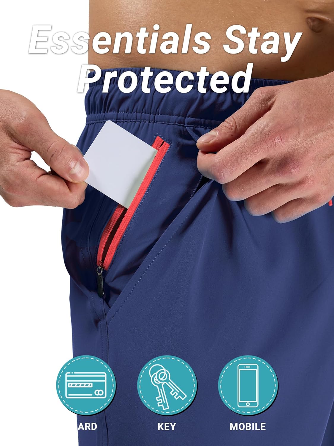 Detalle 2 de Arcweg men’s 9 inch swim shorts with compression liner, quick-dry board-style fit and zip pockets