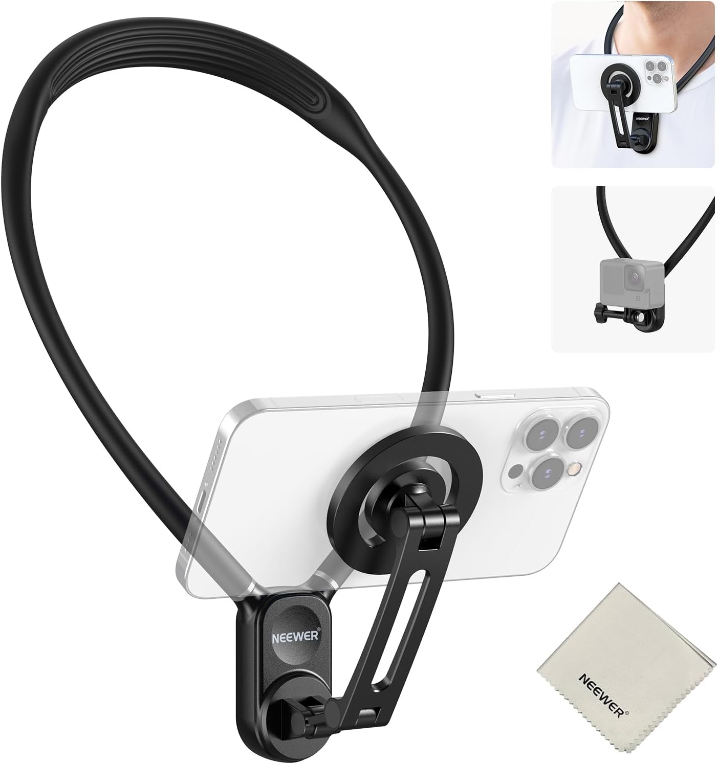 NEEWER GP-16 supporto magnetico da collo per Action Camera e telefono (POV) con panno pulizia