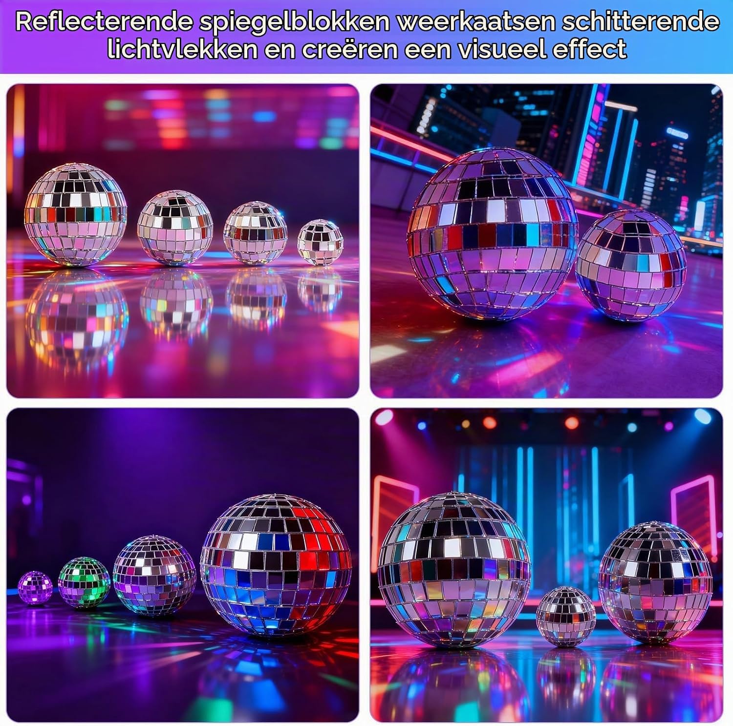 Thumbnail 4 de prota Mirror Disco Ball spiegelballen, 32 stuks in 4 maten