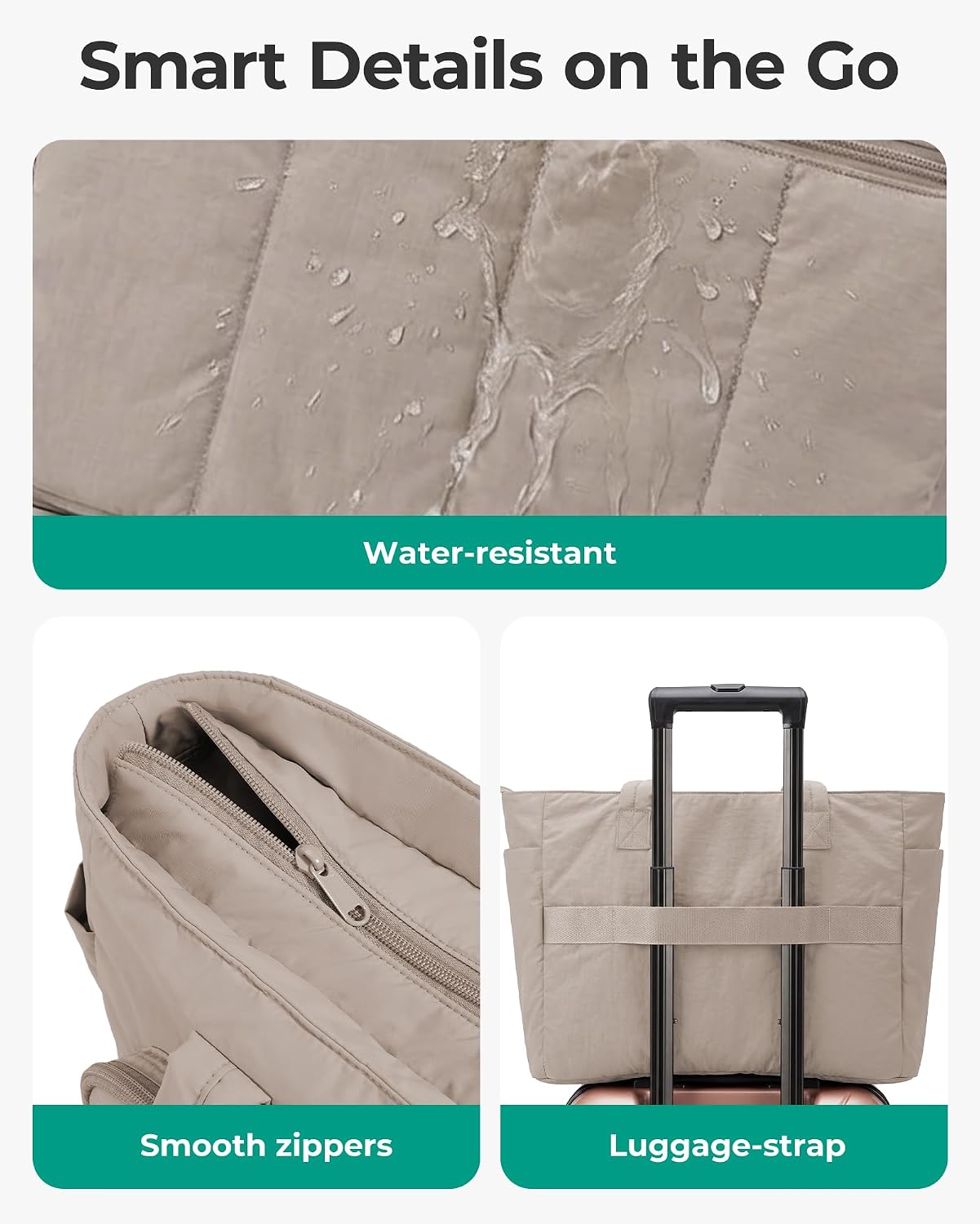 Thumbnail 5 de bagsmart 20L Zip Tote: 15.6 inch Laptop Sleeve, Puffer Nylon Work Bag for Nurse, Travel and More