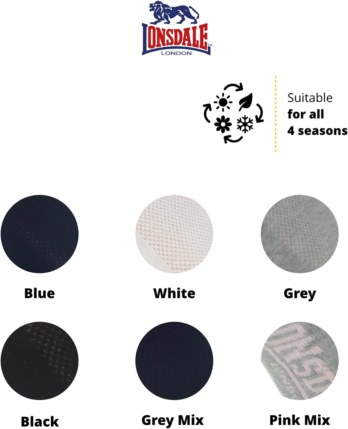 Detalle de Lonsdale Invisible Fresh: 6 Paia di Calzini Sneaker in cotone Piquet, comfort e versatilità