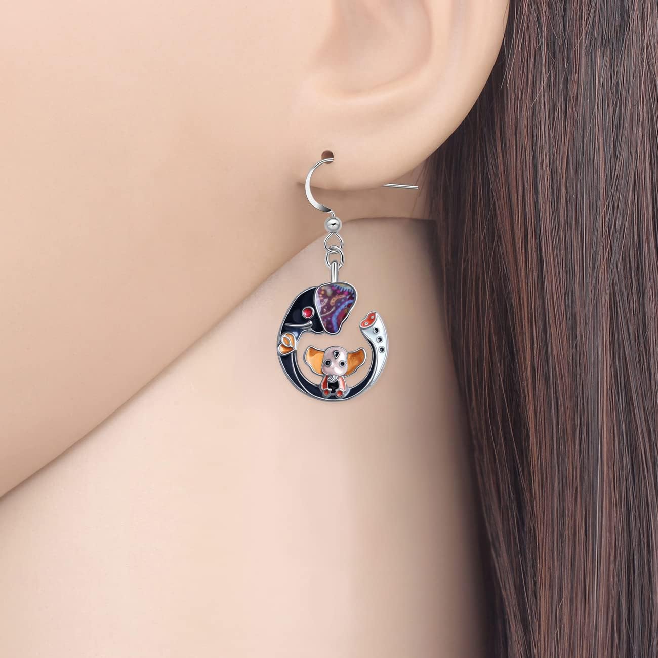 Thumbnail 1 de Enamel Alloy Jungle Elephant Earrings 21mm 🐘