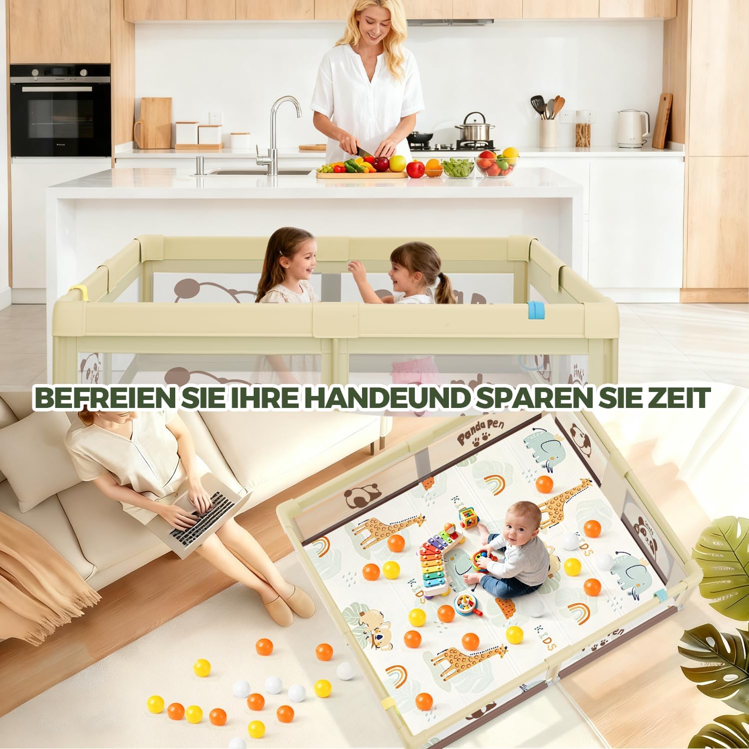 Thumbnail 6 de SOFTHOM Box Bambini 150x180 con Tappeto – Recinto con rete 360° e Tessuto Oxford