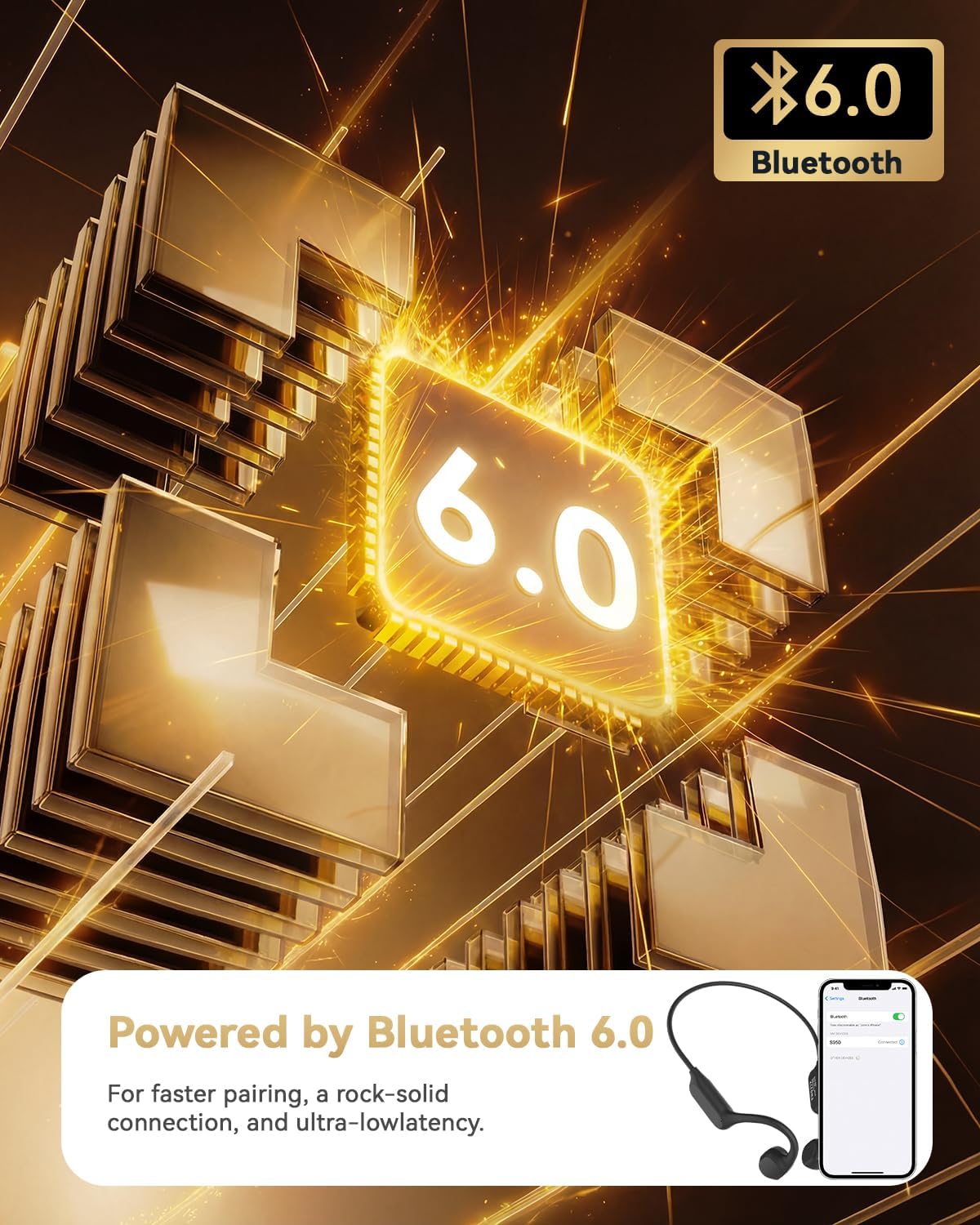 Thumbnail 6 de ANSTEN Casque à conduction osseuse Bluetooth 6.0 IPX8 avec réduction de bruit IA et écouteur oreille ouverte