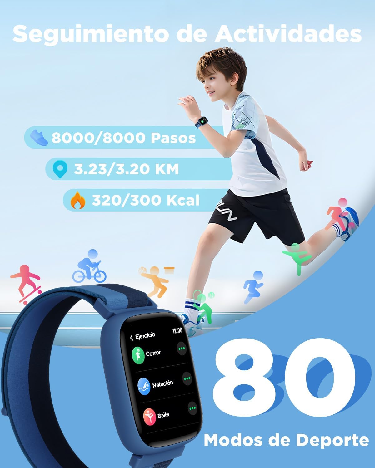 Thumbnail 2 de BIGGERFIVE Pulsera Actividad Infantil con Reloj Inteligente