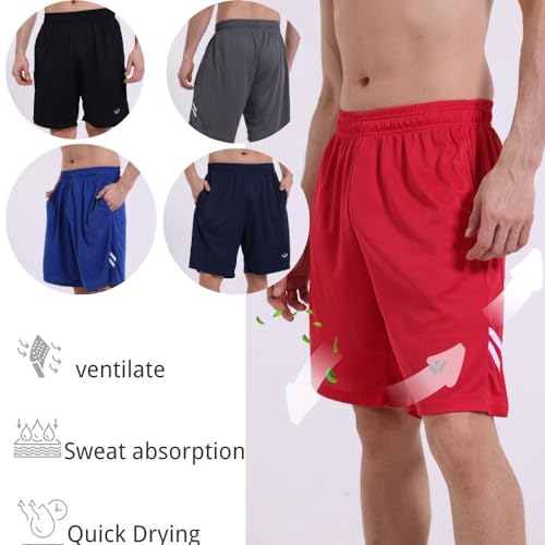 Detalle de fovdtaa – Paquete de 5 pantalones cortos deportivos para hombre con bolsillos y cintura elástica