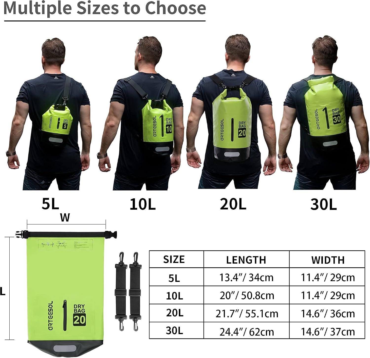 Detalle 2 de Waterproof Dry Bag (5L/10L/20L/30L) with Adjustable Shoulder Straps