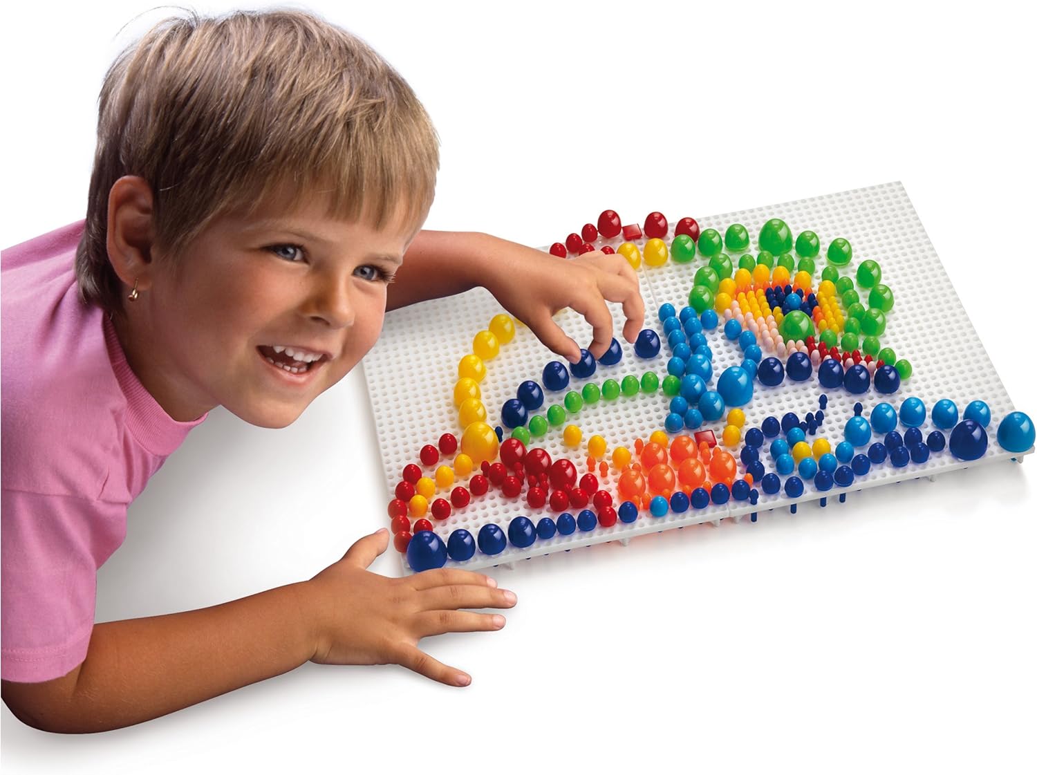 Detalle de Quercetti FantaColor Modular 4: mosaico educativo con chiodini colorati, 600 pezzi, made in Italy