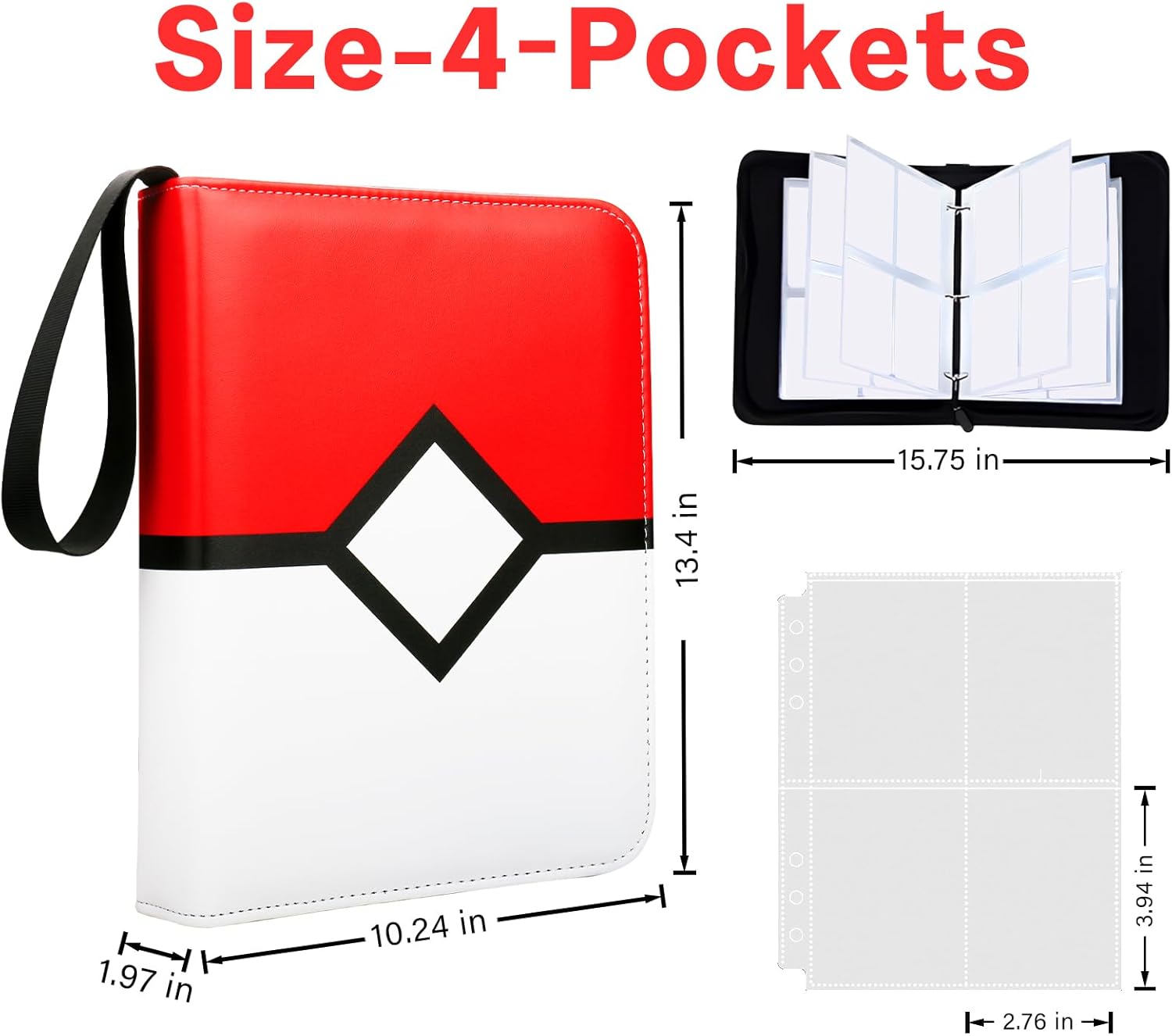 Thumbnail 1 de Card Binder with Zipper and 4 Pockets (50 Pages) — Holds 400 Cards in PU Waterproof Leather