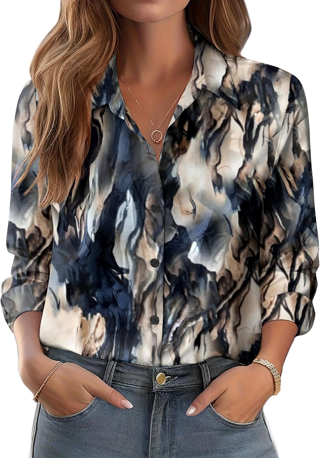 Thumbnail 6 de Camicia da donna con fiori colletto alto