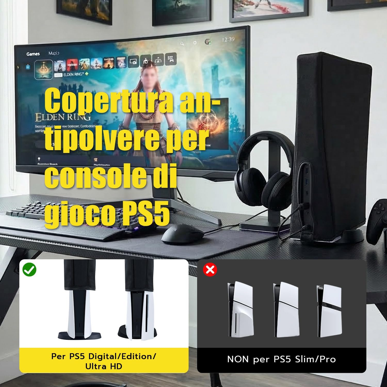 Thumbnail 1 de Wigearss Copertura antipolvere protettiva impermeabile per PS5 Console – non per PS5 Slim/Pro