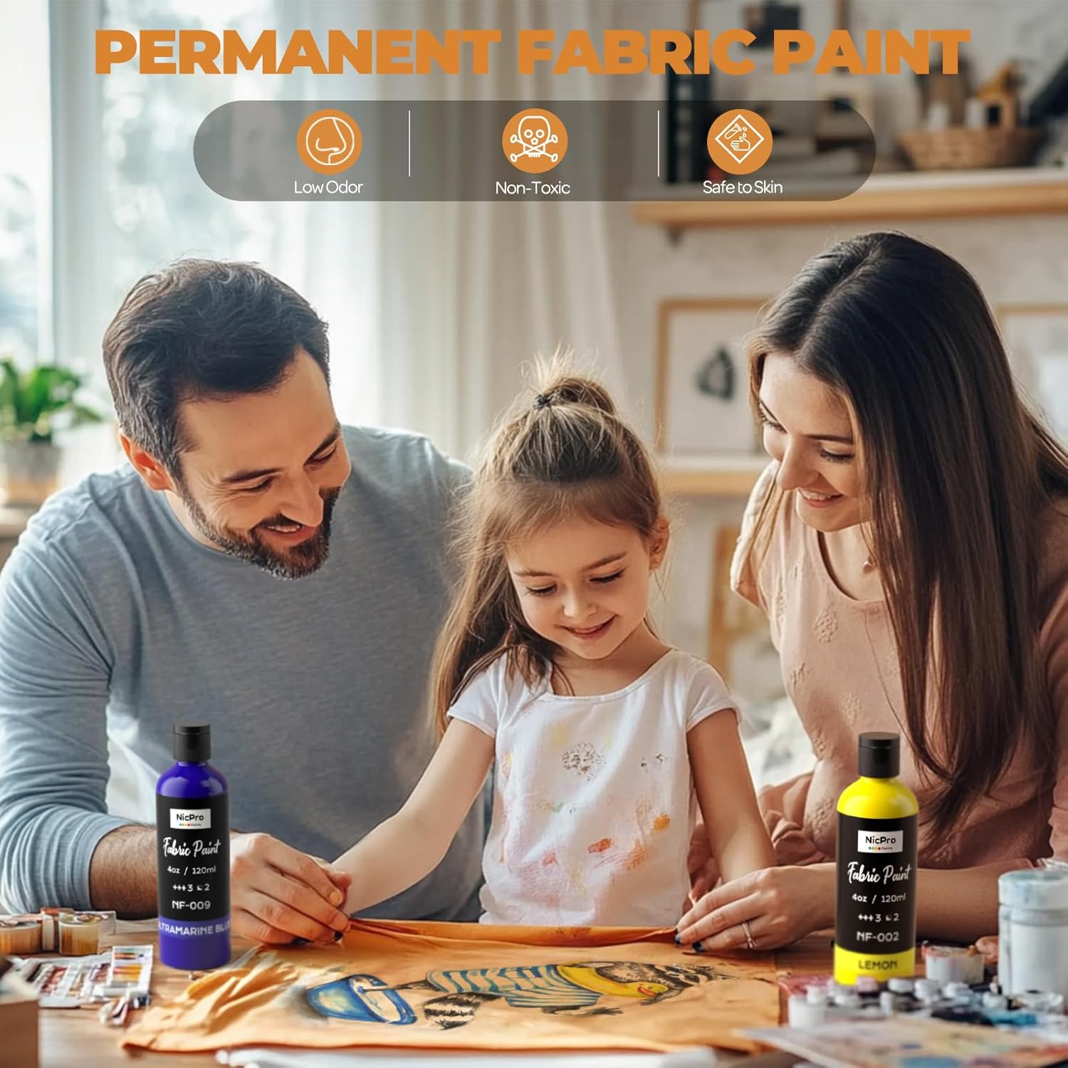 Thumbnail 3 de Nicpro 8 Colors Permanent Fabric Paint (4 oz, 120 ml) – Vibrant, Durable Non-Toxic Textile Paint for DIY Clothing and Accessories