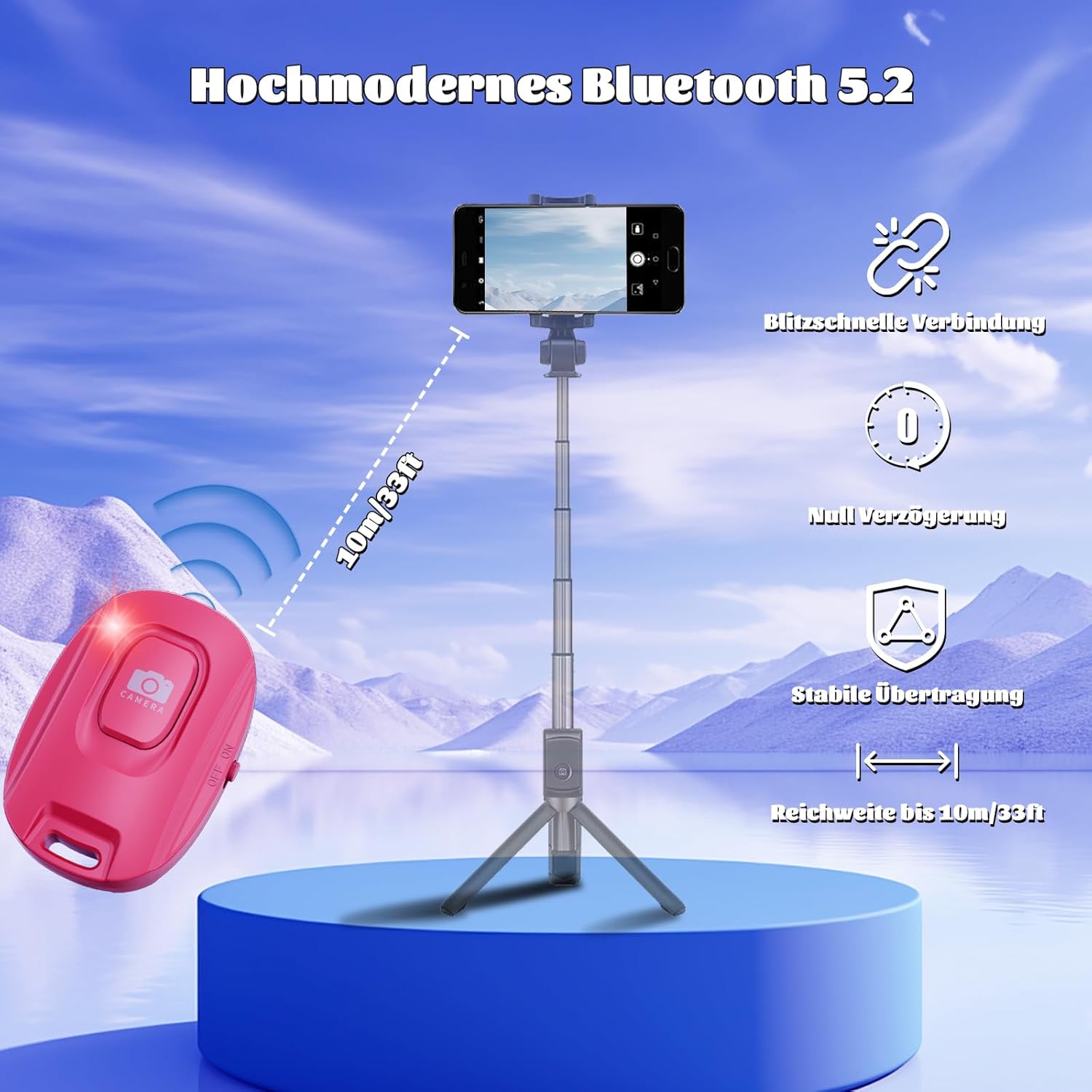 Thumbnail 2 de VYVIYON Bluetooth-Kameraauslöser 2er Pack für iOS & Android – Wiederaufladbare Selfie-Fernbedienung mit Handschlaufe, 5.2, 10 m Reichweite