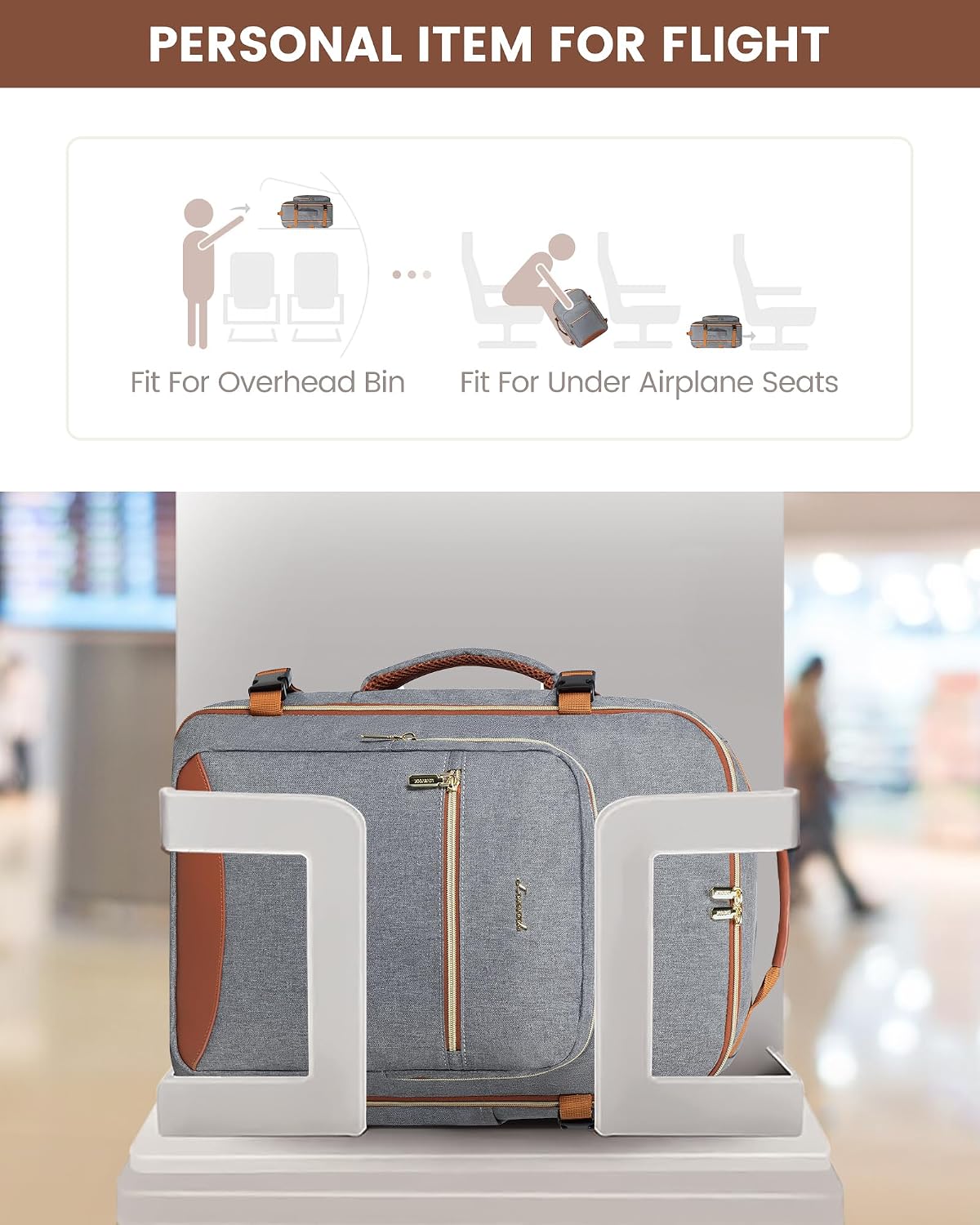 Detalle de LOVEVOOK 40L Travel Backpack for Women & Men – Airline-Approved Carry-On with 3 Packing Cubes