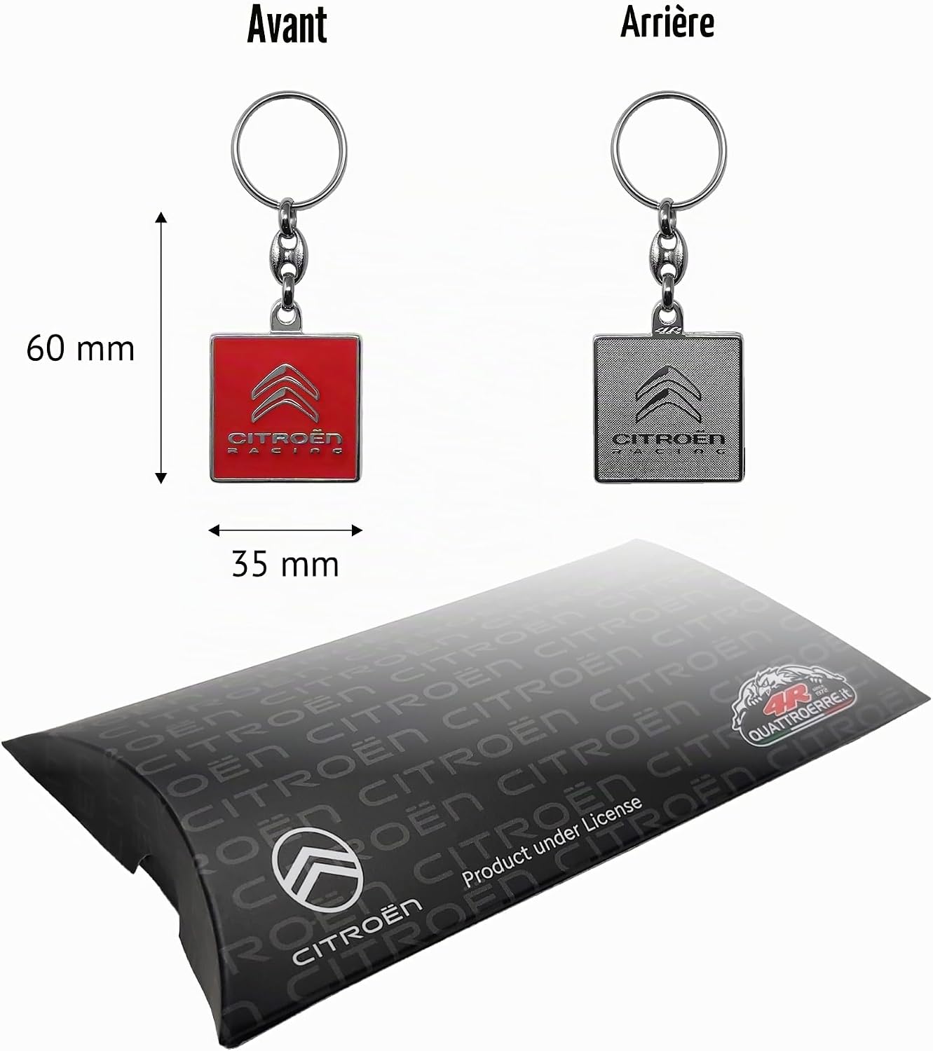 Detalle de Porte-clés officiel en métal 4R Quattroerre.it pour Citroën Racing – Rouge