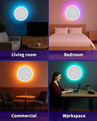 Thumbnail 9 de LuminexDesigns Plafón LED Inteligente 24W regulable con mando y WiFi: luz RGB ultrafina para salón y dormitorio