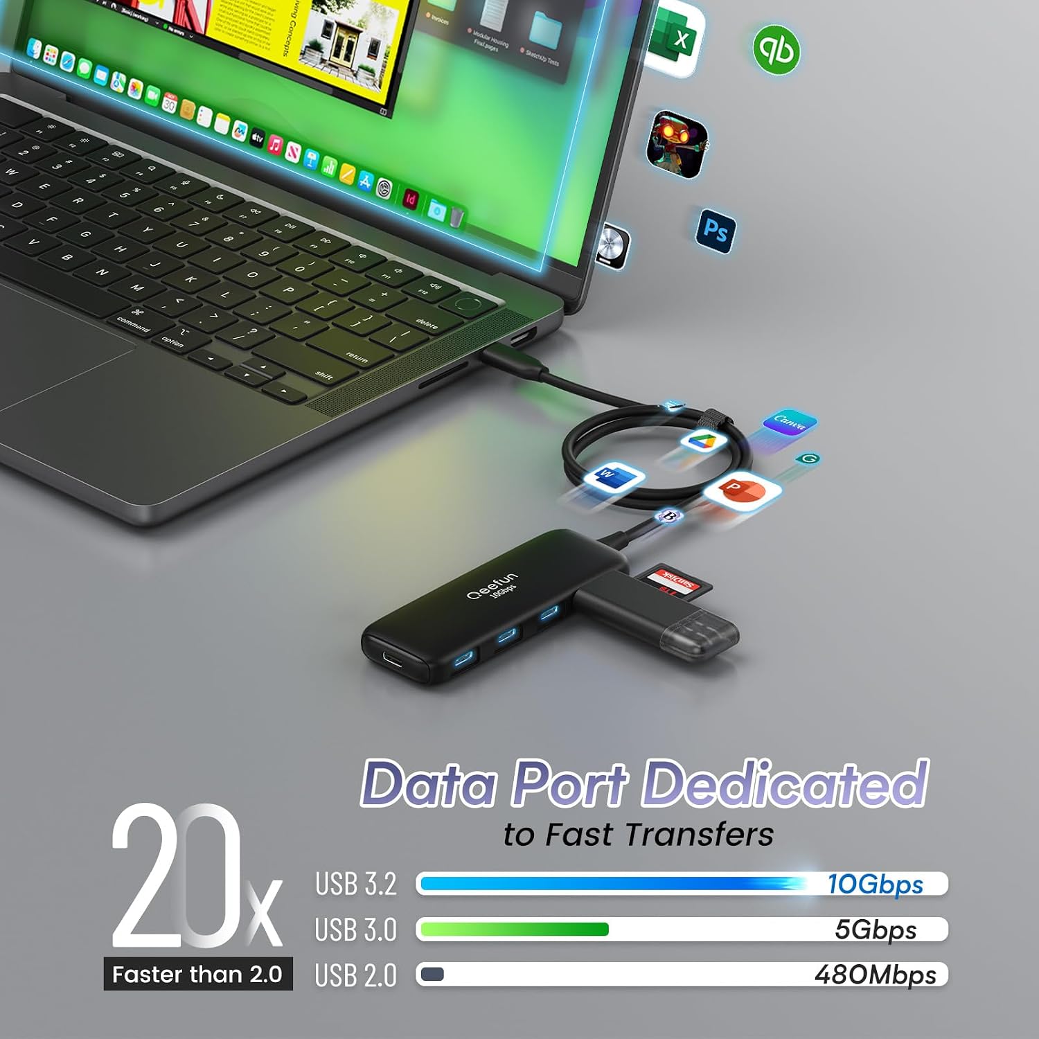 Thumbnail 2 de Qeefun USB C Hub 10 Gbps