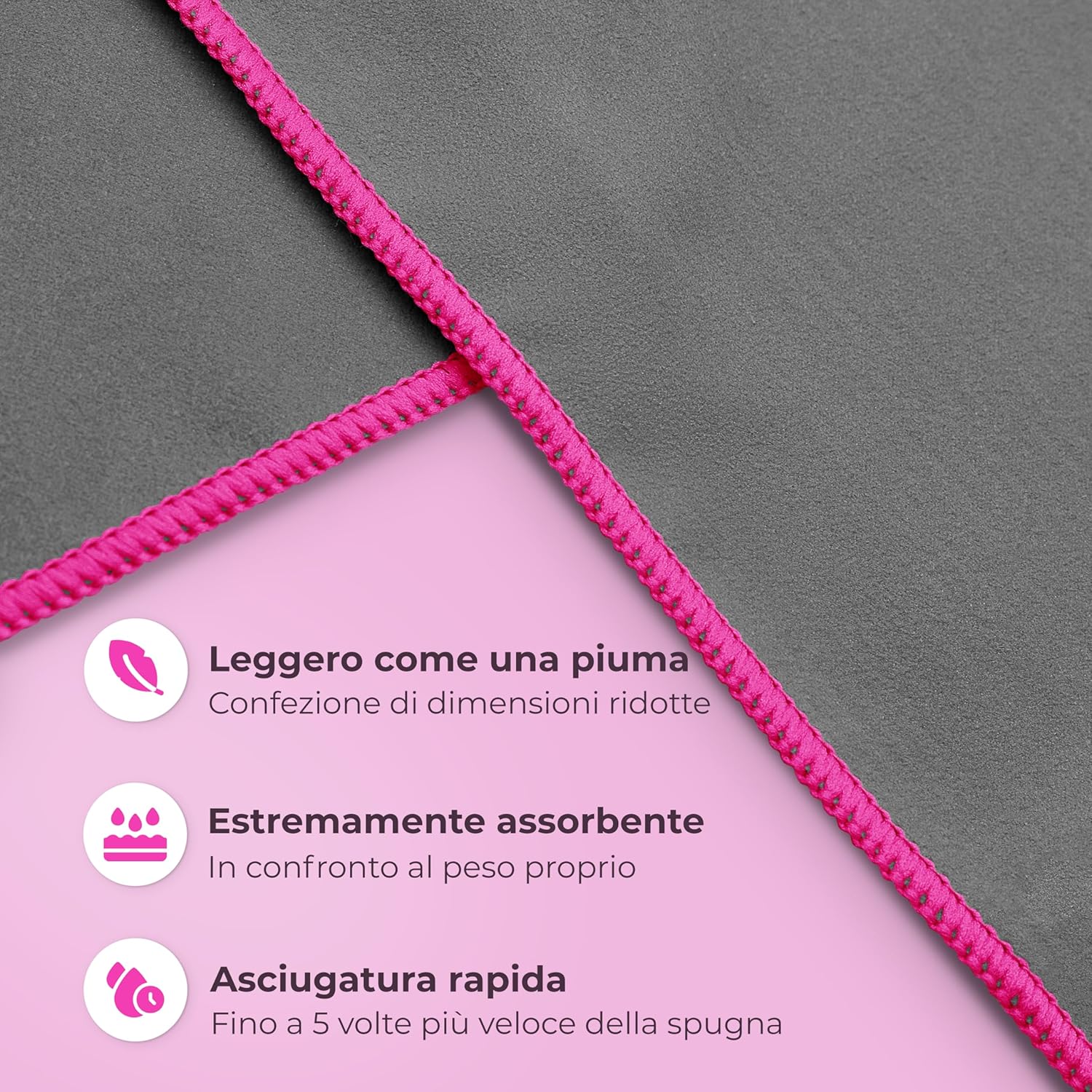 Detalle 2 de NirvanaShape Asciugamani in microfibra: leggeri, assorbenti e multiuso per fitness, viaggio e spiaggia