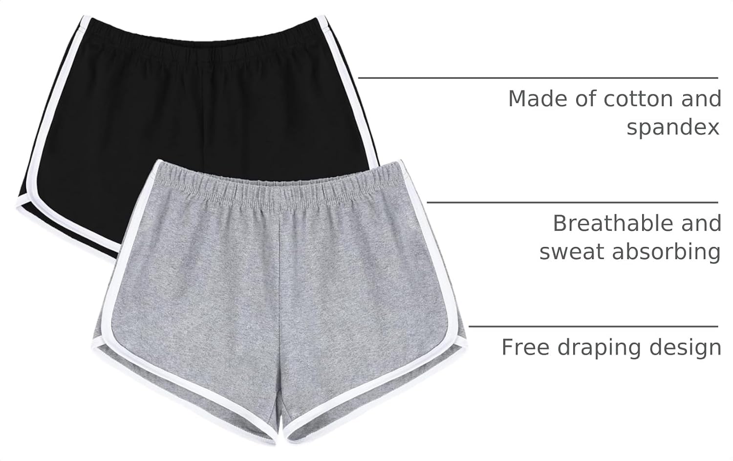 Detalle de URATOT Women's Cotton Gym Shorts Pack of 2