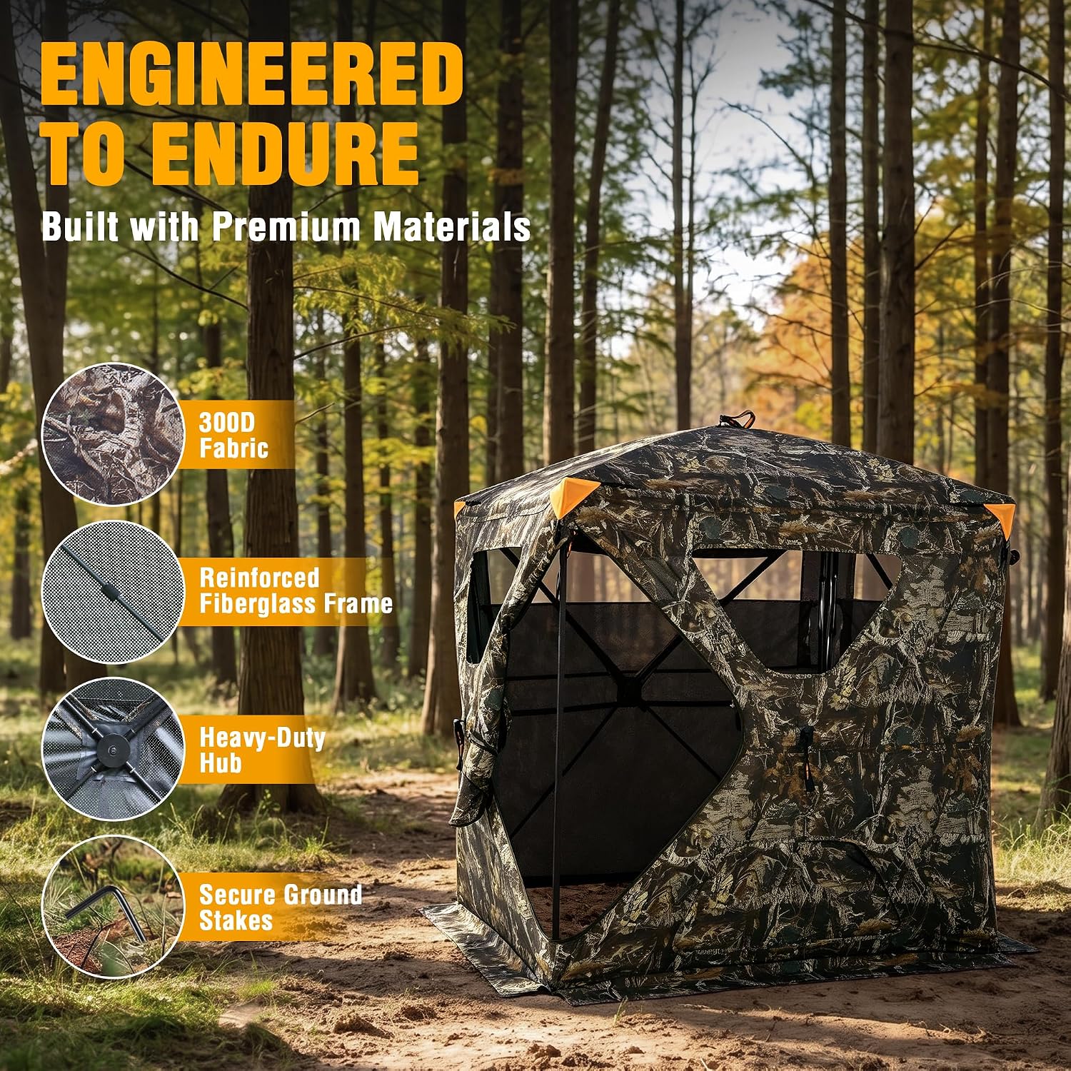 Detalle 1 de FLISSA F091141AE Hunting Blind, 360° Visibility, Pop-Up, 3–4 Person