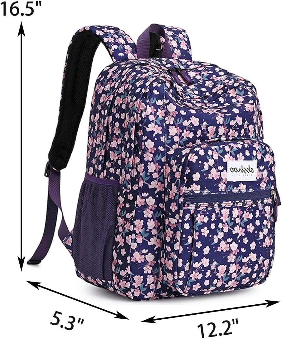 Thumbnail 4 de abshoo Floral School Backpack for College Teens — Water-Resistant, Dual Main Compartments (Floral Purple)