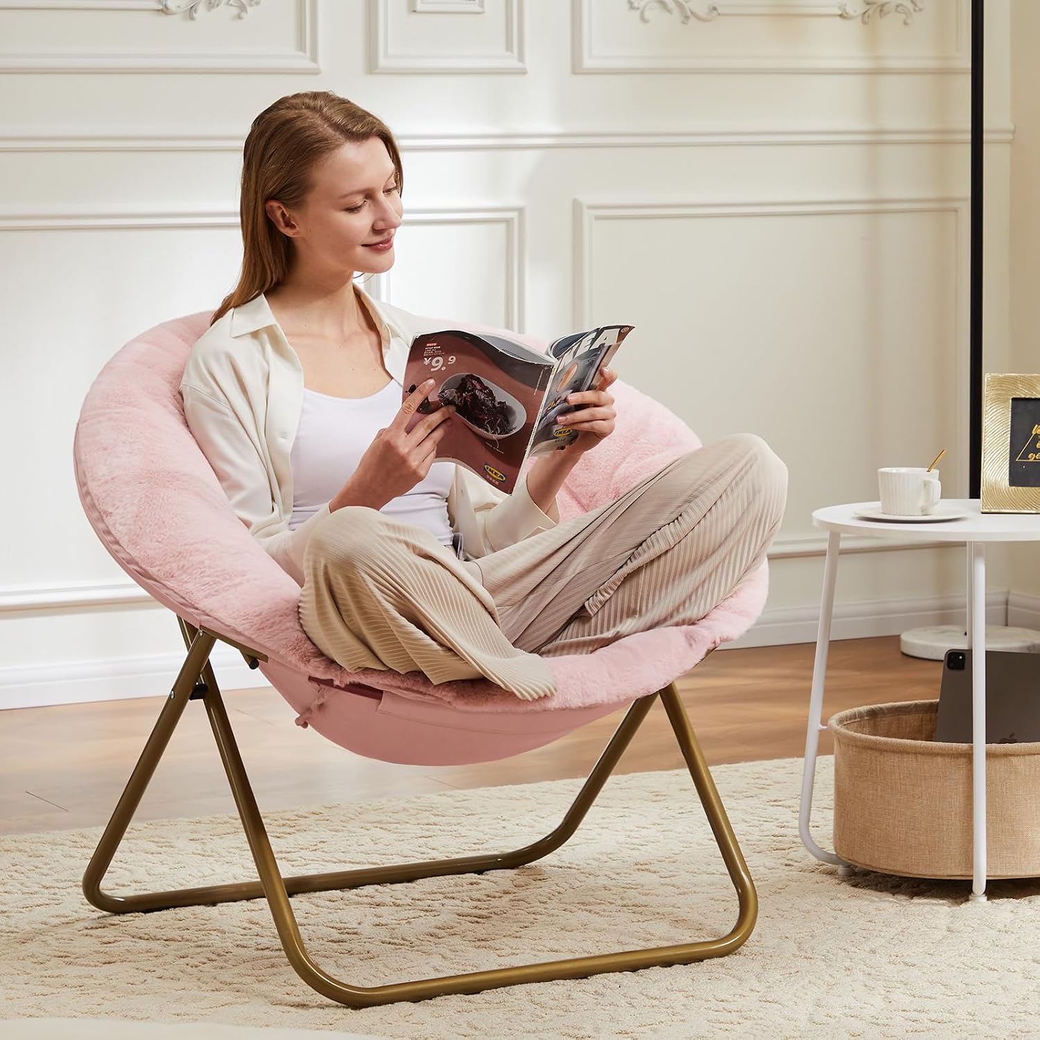Detalle 2 de DUMOS Faux Fur Saucer Chair