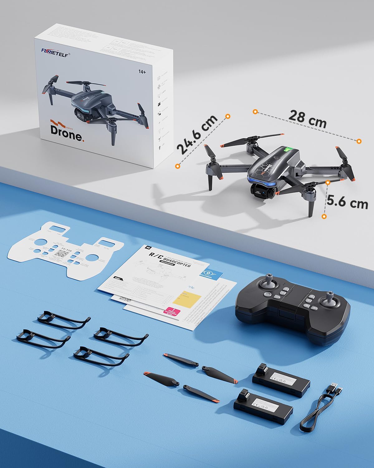 Detalle de FERIETELF T29 C0 Drohne mit Kamera 1080P HD – kompakte Einsteiger-Quadrocopter