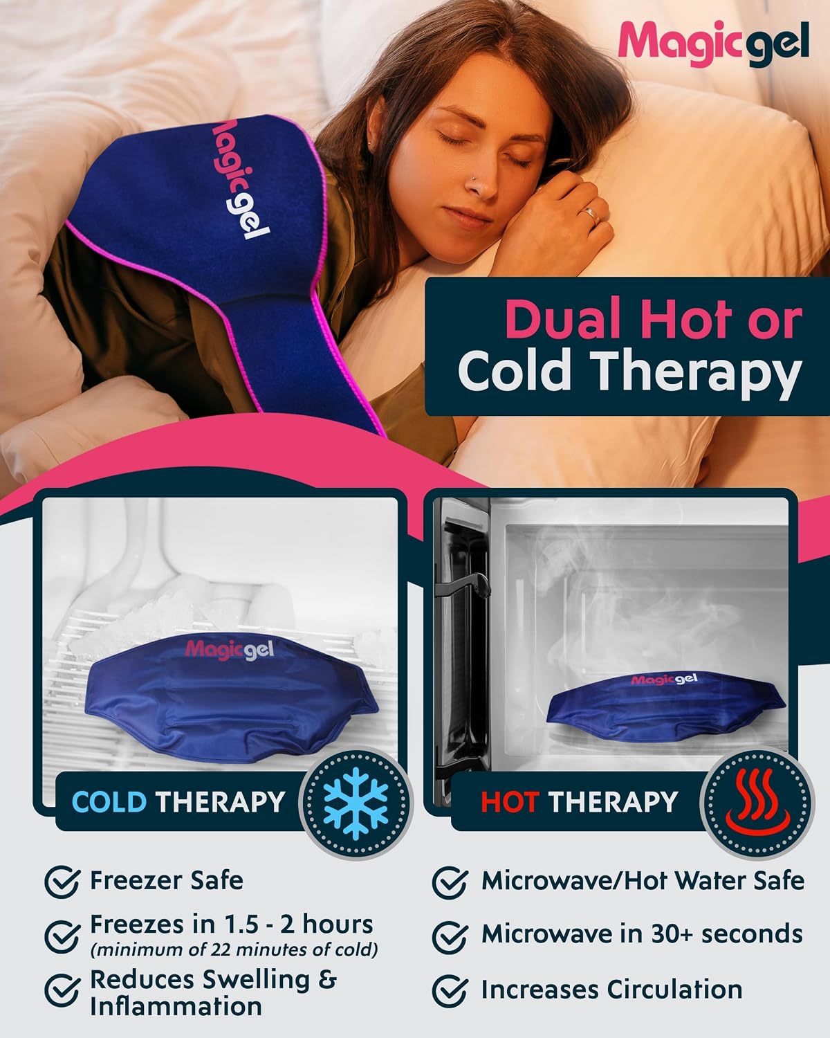 Detalle 2 de Magic Gel Ice Pack for Back Pain Relief (2 Pack) – Reusable Lower Back Wrap for Hot or Cold Therapy